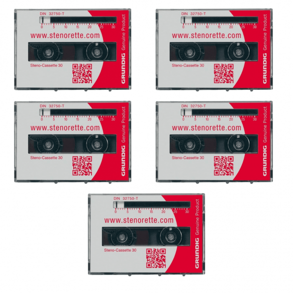 Grundig 670 Steno Cassette 30 Tape Pack of 5