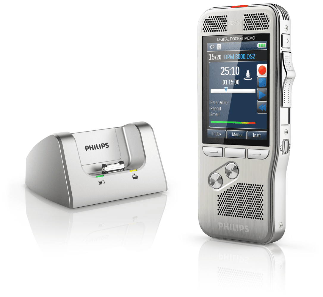Philips DPM8000 Digital Pocket Memo Device & Docking Station Ex Demo